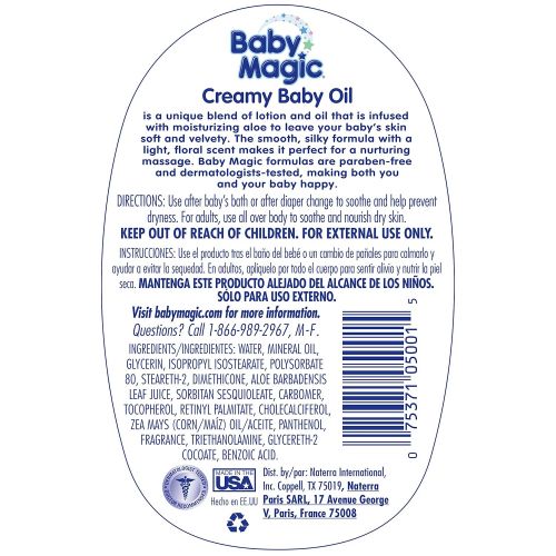  Baby Magic Creamy Baby Oil, Sweet Baby Rose, 16.5 Ounces (Pack of 6)