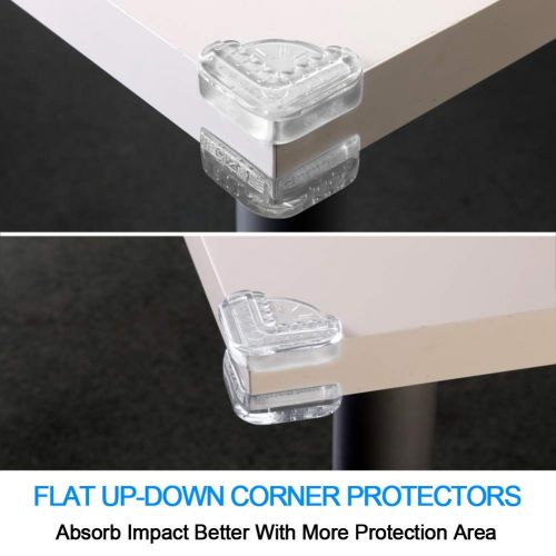  [아마존베스트]Baby Mate BABY MATE 8 PCS Medical Grade 1.6 R Large Flat Table Corner Guards - Clear Edge & Corner Protector - Child Proof Corner Bumpers Corner Cushion - Up-Down Corner Covers Baby Safety C