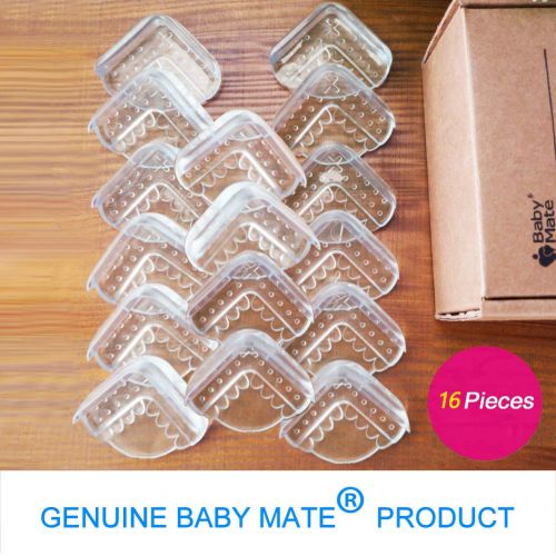  [아마존베스트]Baby Mate BABY MATE 8 PCS Medical Grade 1.6 R Large Flat Table Corner Guards - Clear Edge & Corner Protector - Child Proof Corner Bumpers Corner Cushion - Up-Down Corner Covers Baby Safety C