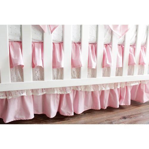  Baby Milan Baby Pink and Ivory Minky Lattice Lace baby girl crib bedding