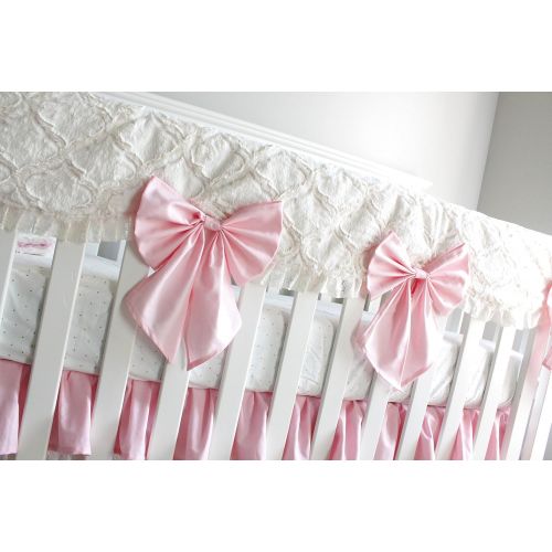  Baby Milan Baby Pink and Ivory Minky Lattice Lace baby girl crib bedding