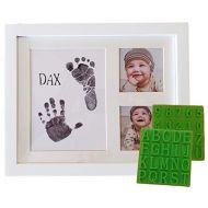 [아마존베스트]Baby Mushroom Ultimate Baby Ink Handprint Footprint Kit & Frame  with Premium Picture Photo Frame, Safe Ink Pad Stamp, Paper & Bonus Stencil. The Perfect Personalized Baby Shower, Newborn Gift