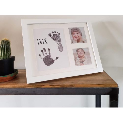  [아마존베스트]Baby Mushroom Ultimate Baby Ink Handprint Footprint Kit & Frame  with Premium Picture Photo Frame, Safe Ink Pad Stamp, Paper & Bonus Stencil. The Perfect Personalized Baby Shower, Newborn Gift