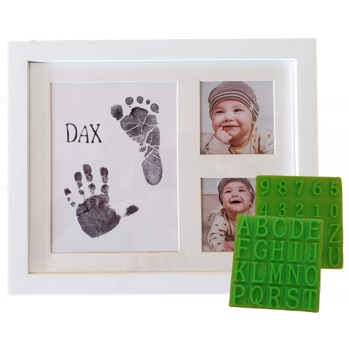  [아마존베스트]Baby Mushroom Ultimate Baby Ink Handprint Footprint Kit & Frame  with Premium Picture Photo Frame, Safe Ink Pad Stamp, Paper & Bonus Stencil. The Perfect Personalized Baby Shower, Newborn Gift