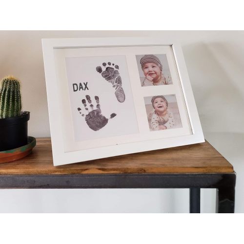  Baby Mushroom Ultimate Baby Ink Handprint Footprint Kit & Frame  with Premium Picture Photo Frame, Safe Ink Pad Stamp, Paper & Bonus Stencil. The Perfect Personalized Baby Shower, Newborn Gift
