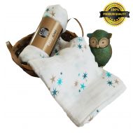 Premium Bamboo Muslin Swaddle Blanket by Baby Owl| Soft Silky Unisex Receiving Wrap for Boys and...