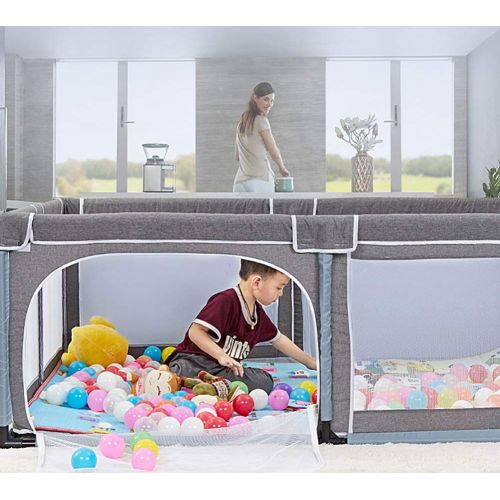  [아마존베스트]Baby Playpen Portable Kids Safety Play Center Yard Home Indoor Fence Anti-Fall Play Pen (Color : Gray)