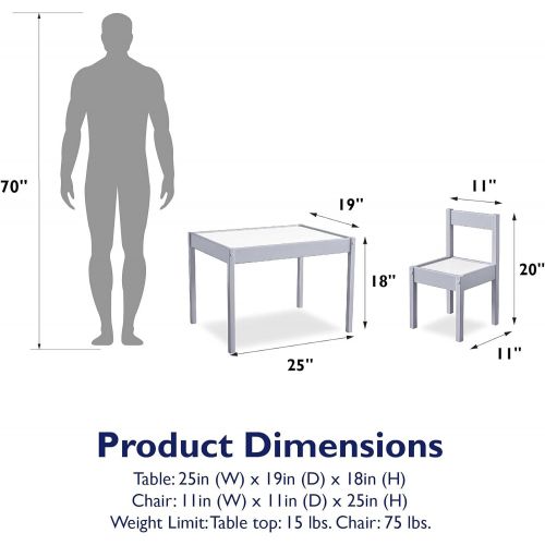  Baby Relax DA7501G Hunter 3 Piece Kiddy Table and Chair Set, Gray