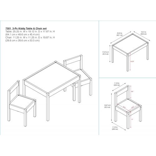  Baby Relax DA7501G Hunter 3 Piece Kiddy Table and Chair Set, Gray