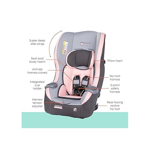  Baby Trend Trooper 3-in-1 Convertible Car Seat, Quartz Pink