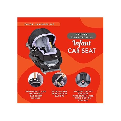  Baby Trend Secure Snap Tech 35 Infant Car Seat, Lavender Ice
