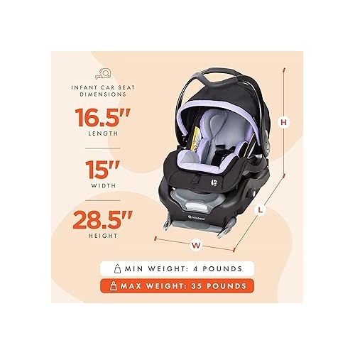  Baby Trend Secure Snap Tech 35 Infant Car Seat, Lavender Ice