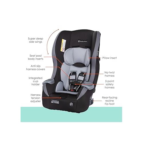  Baby Trend Trooper 3-in-1 Convertible Car Seat, Dash Black