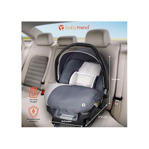  Baby Trend Ally Newborn Baby Infant Car Seat Carrier Travel System with Harness and Extra Cozy Cover for Babies Up to 35 Pounds, Gray Magnolia