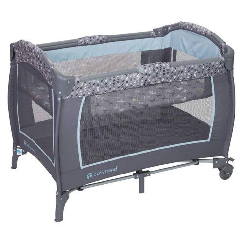  Baby Trend Trend-E Portable Pack and Play Bassinet Baby Nursery Center Play Yard with Wheels, Starlight Blue