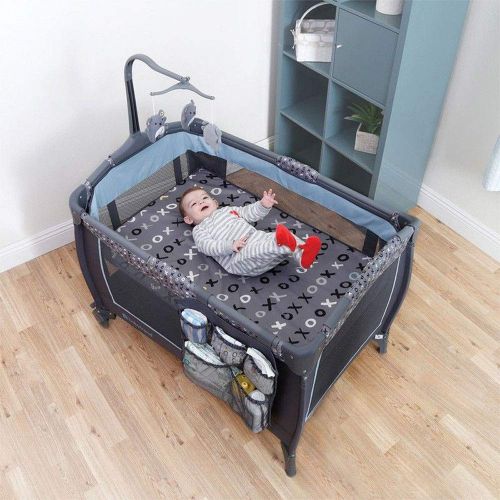  Baby Trend Trend-E Portable Pack and Play Bassinet Baby Nursery Center Play Yard with Wheels, Starlight Blue