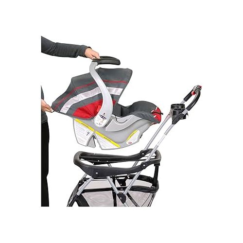  Baby Trend Snap N Go EX Polyester Lightweight Foldable Universal Single Infant Car Seat Carrier with 2 Cup Holder and Covered Compartment, Black