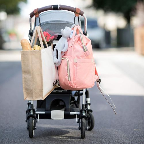  Brown Stroller Hooks by Baby Uma - Premium Leather Style Stroller Clip Straps