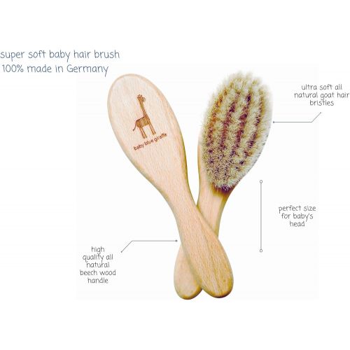  [아마존베스트]Baby blue giraffe Super Soft Baby Hair Brush by baby blue giraffe: 100% Made in Germany from All Natural Beech...