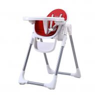 Baby chair Folding Baby High Chairs for Eating, with Detached Ddouble Tray and Cushions Height Adjustable Toddler Booster Seat for Dining Table Portable for Travel (Color : Red)