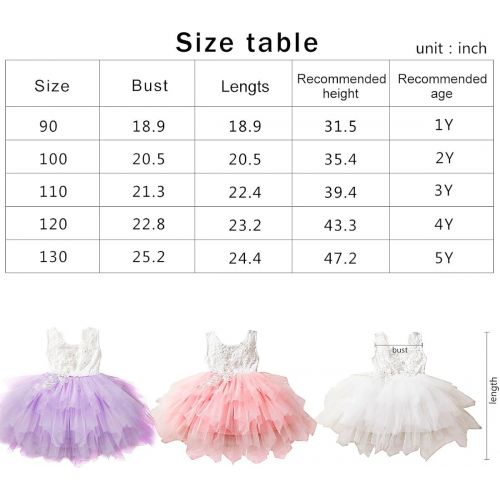  Baby.Yep Toddler Baby Flower Girls Beaded Lace Backless A-Line Princess Tutu Tulle Party Dress