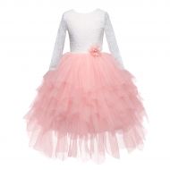 Baby.Yep Toddler Baby Flower Girls Beaded Lace Backless A-Line Princess Tutu Tulle Party Dress