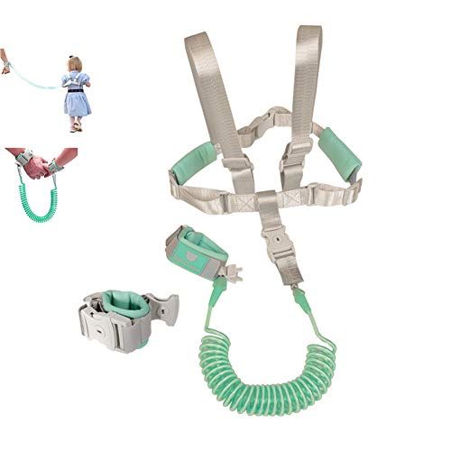  [아마존베스트]BabyAntiLost 2 in 1 Baby Leash Toddler Anti Lost Wrist Link and Vest Harness with Child Lock (Mint Green, 6.5ft Length)