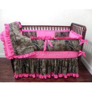 BabyBeddingbyJBD Camo Baby Bedding Set Mary Elizabeth - Girl Baby Bedding, Camo Crib Bedding, Camouflage with Hot Pink