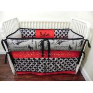 /BabyBeddingbyJBD Custom Baby Bedding Set Boston - Boy Baby Bedding, Sports Crib Bedding in Gray, Black, and Red