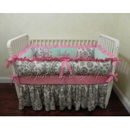 BabyBeddingbyJBD Custom Baby Crib Bedding Set Kaitlyn - Baby Girl Bedding, Pink & Mint Baby Bedding