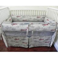 BabyBeddingbyJBD Airplane Crib Bedding Set Logan - Boy Baby Bedding, Airplane Baby Bedding, Gray Baby Bedding