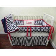 /BabyBeddingbyJBD Custom Crib Bedding Set Espen - Boy Baby Bedding, Navy & Red Baby Bedding