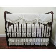 /BabyBeddingbyJBD Ivory Crib Bedding Set Victoria- Girl Baby Bedding, Neutral Baby Bedding, Crib Rail Cover, Ruffled Skirt, Ivory, Cream Baby Bedding