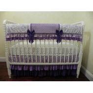 /BabyBeddingbyJBD Purple Crib Bedding Set Hermione - Girl Baby Bedding, Bumperless Crib Bedding, Rail Cover, Lavender and Purple Baby Bedding