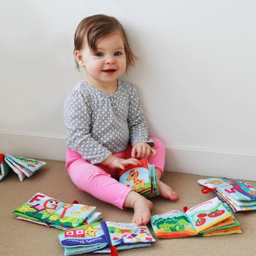  BabyBibi Cloth Books for Babies (Set of 6) - Premium Quality Soft Books for Toddlers. Touch and Feel Crinkle Paper. Cloth Books for Early Childrens Development.