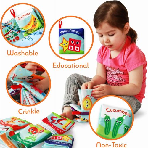  BabyBibi Cloth Books for Babies (Set of 6) - Premium Quality Soft Books for Toddlers. Touch and Feel Crinkle Paper. Cloth Books for Early Childrens Development.