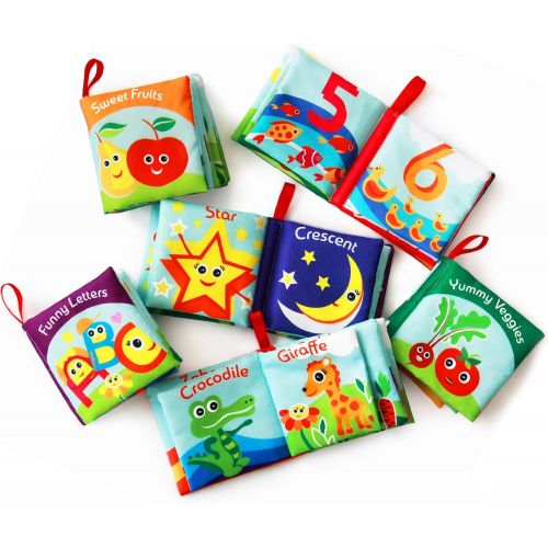  BabyBibi Cloth Books for Babies (Set of 6) - Premium Quality Soft Books for Toddlers. Touch and Feel Crinkle Paper. Cloth Books for Early Childrens Development.