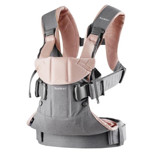  BabyBjoern BABYBJOERN New Baby Carrier One 2019 Edition, Cotton, Grey/Powder Pink