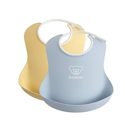  BABYBJOERN Baby Bib, 2-Pack, Powder Yellow/Blue