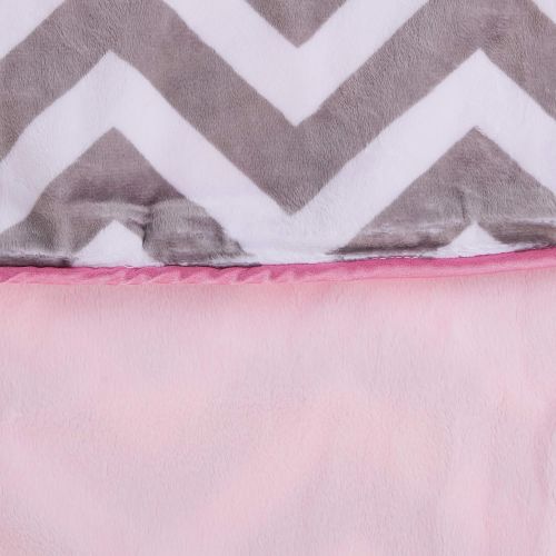  BabyDoll Bedding Baby Doll Minky Chevron Mini CribPort-A-Crib Bedding, Pink