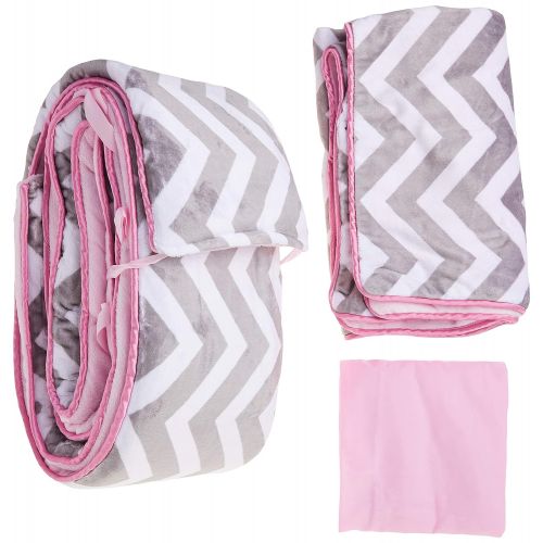  BabyDoll Bedding Baby Doll Minky Chevron Mini CribPort-A-Crib Bedding, Pink