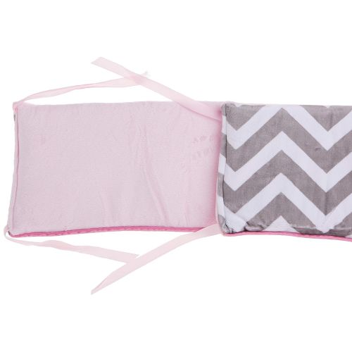  BabyDoll Bedding Baby Doll Minky Chevron Mini CribPort-A-Crib Bedding, Pink