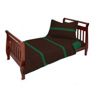 BabyDoll Bedding Baby Doll Solid Stripe 4 Piece Toddler Bedding Set, Brown/Green