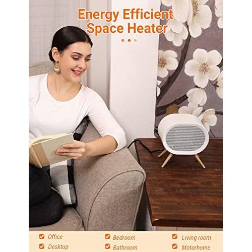  BabyExo Space Heater,Electric Small Space Heaters for Indoor Use,1000W Portable Room Ceramic Heater- PTC Fast Heating,Cute Energy Efficient Mini White Desk Space Heater for Office,