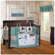 BabyFad Owl Turquoise 10 Piece Baby Crib Bedding Set