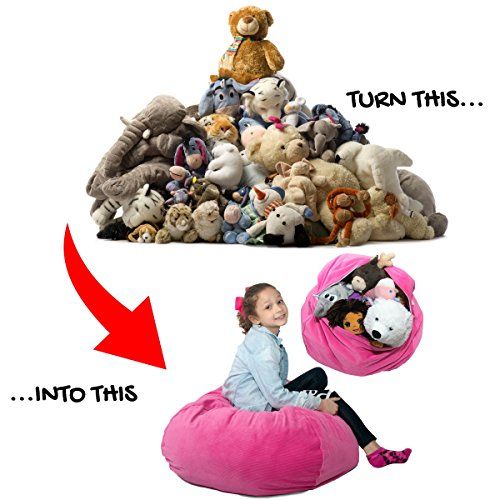  [아마존베스트]BabyKeeps Large Stuffed Animal Storage Bean Bag  “Soft ’n Snuggly” Corduroy Fabric Kids Prefer Over Canvas - Replace Mesh Toy Hammock or Net - Store Blankets/Pillows Too - 4 Colors