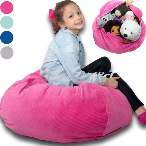  [아마존베스트]BabyKeeps Large Stuffed Animal Storage Bean Bag  “Soft ’n Snuggly” Corduroy Fabric Kids Prefer Over Canvas - Replace Mesh Toy Hammock or Net - Store Blankets/Pillows Too - 4 Colors