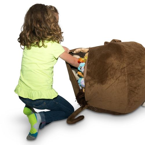  BabyKeeps Jumbo Stuffed Animal Storage Bean Bag [Unfilled] - “Soft ’n Snuggly” Comfy Fabric Kids Love - Monkey, Pig or Elephant - Replace Your Mesh Toy Hammock or Net - Store Extra Blankets