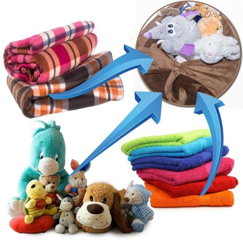  BabyKeeps Jumbo Stuffed Animal Storage Bean Bag [Unfilled] - “Soft ’n Snuggly” Comfy Fabric Kids Love - Monkey, Pig or Elephant - Replace Your Mesh Toy Hammock or Net - Store Extra Blankets