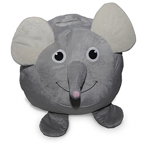  BabyKeeps Jumbo Stuffed Animal Storage Bean Bag - “Soft ’n Snuggly” Comfy Fabric Kids Love - Monkey, Pig or Elephant - Replace Your Mesh Toy Hammock or Net - Store Extra Blankets & Pillows T